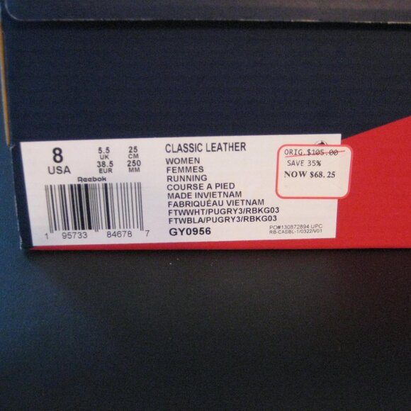 Womens NWT Reebok Classic Leather Runners - Picture 5 of 5